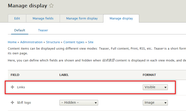 links 显示位置截图