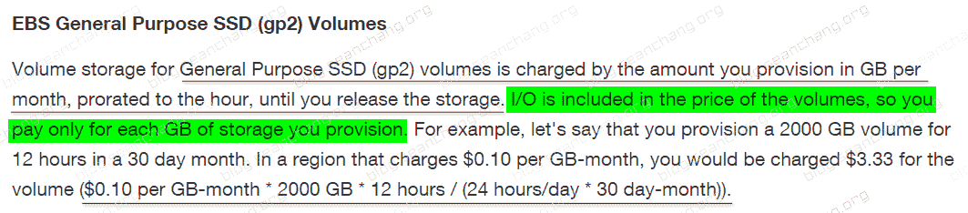 AWS EBS General Purpose SSD (gp2) 计费方式