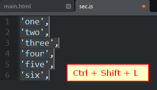 Ctrl + Shift + L 插入多列光标的演示截图