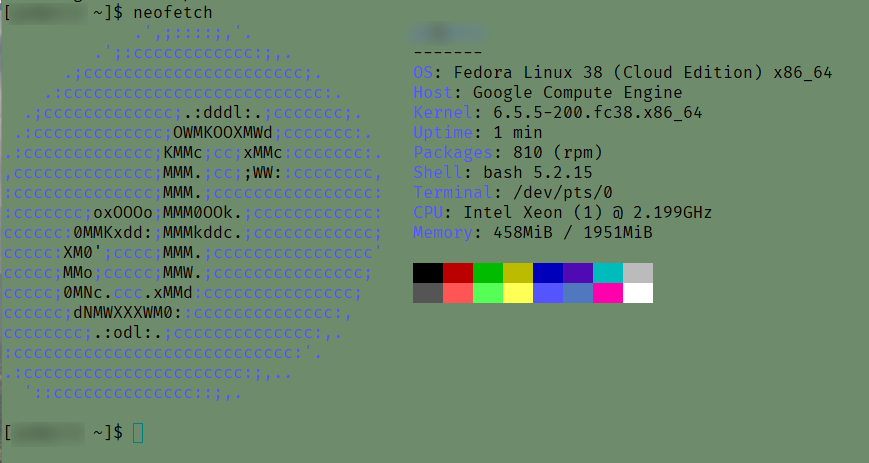 Fedora neofetch 截图